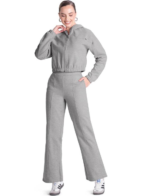 Rezzato - Calça Reta Moletom Feminino Cinza 2