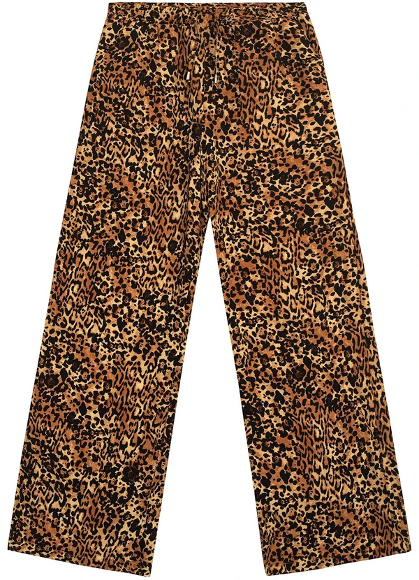 Enfim - Calça Wide Leg Animal Print Marrom 3