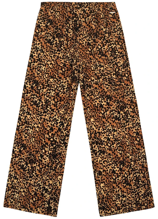 Enfim - Calça Wide Leg Animal Print Marrom 4