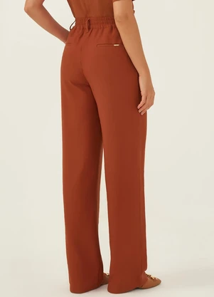 Principessa - Calça Wide Leg com Cós Clochard Terracota Nay - PRINCIPESSA