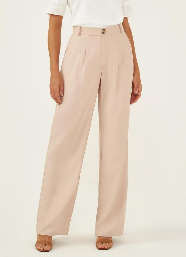 Principessa - Calça Wide Leg em Alfaiataria Areia Rejane