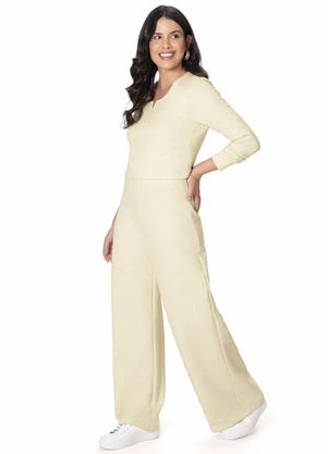 Malwee - Calça Wide Leg em Linho Off White - MALWEE