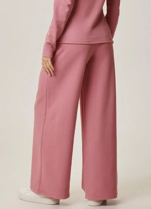 Malwee - Calça Wide Leg em Linho Rosê - MALWEE
