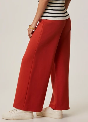 Malwee - Calça Wide Leg em Linho Terracota - MALWEE