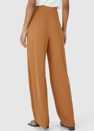 Malwee - Calça Wide Leg em Moletinho Marrom - MALWEE