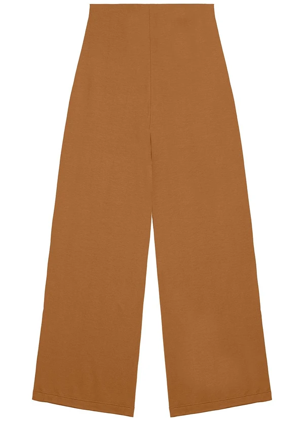 Malwee - Calça Wide Leg em Moletinho Marrom 5