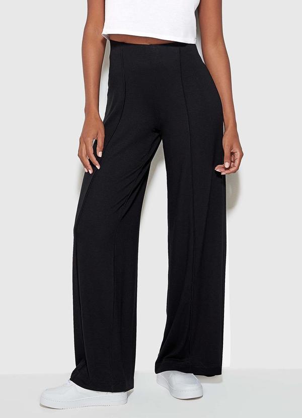 Enfim - Calça Wide Leg em Moletinho Preta
