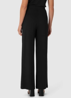 Malwee - Calça Wide Leg em Moletinho Preto - MALWEE