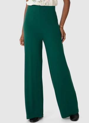 Malwee - Calça Wide Leg em Moletinho Verde - MALWEE