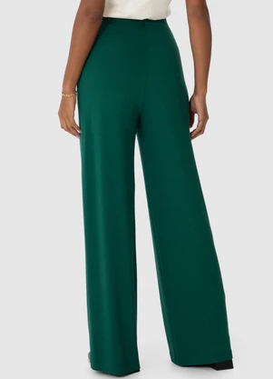 Malwee - Calça Wide Leg em Moletinho Verde - MALWEE