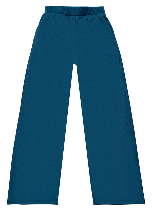 Enfim - Calça Wide Leg em Veludo Azul