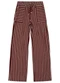 Malwee - Calça Wide Leg em Viscose Listrada Bege - variação: Vinho