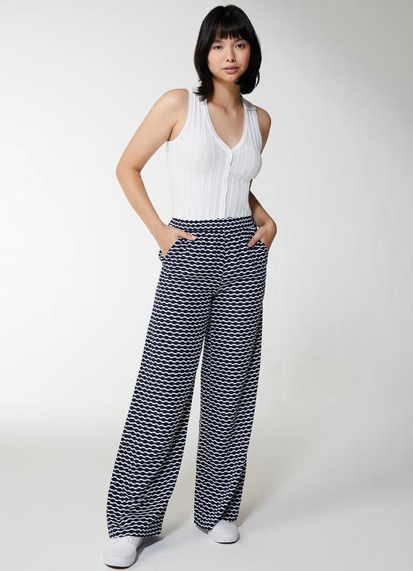 Enfim - Calça Wide Leg Geométrica Preto 2