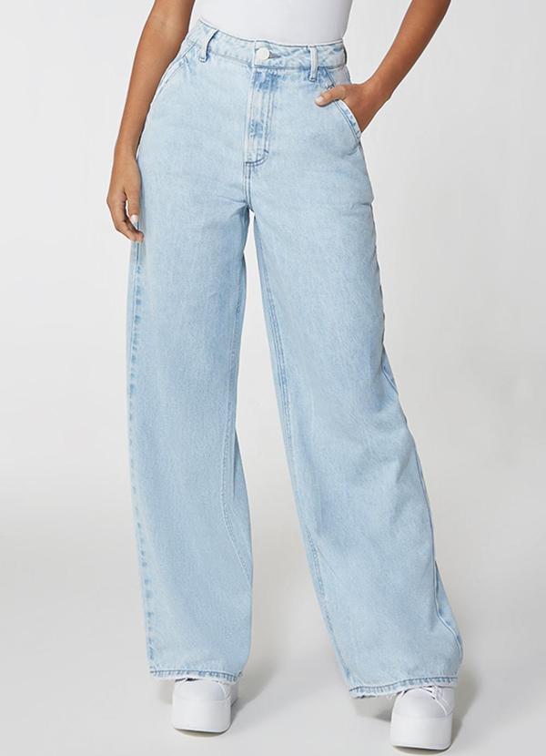 Enfim Calça Wide Leg Jeans Feminina Azul Claro