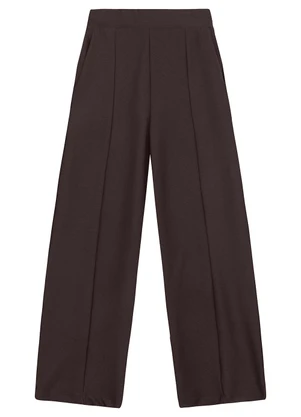 Malwee - Calça Wide Leg Texturizada Café - MALWEE