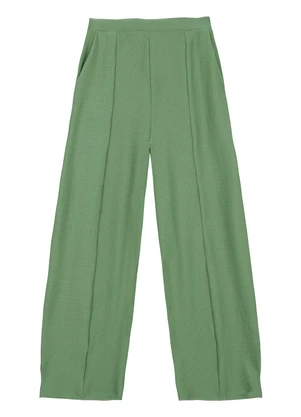 Malwee - Calça Wide Leg Texturizada Verde Menta - MALWEE