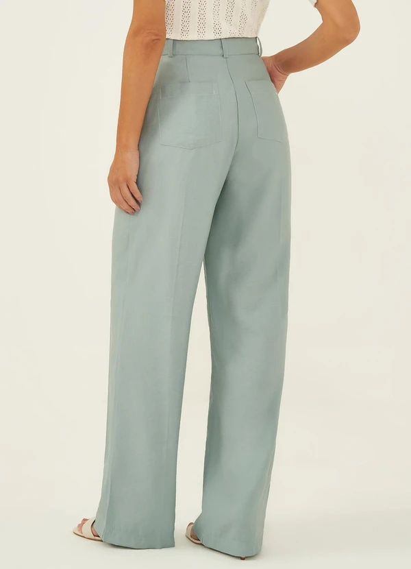 Principessa - Calça Wide Leg em Alfaiataria de Viscose Verde Água Silvana 2