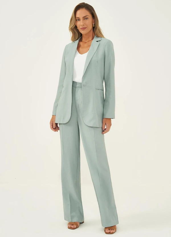 Principessa - Calça Wide Leg em Alfaiataria de Viscose Verde Água Silvana 6