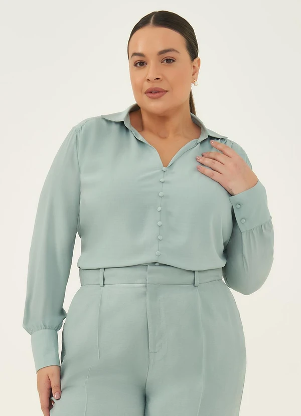 Principessa - Calça Wide Leg em Alfaiataria de Viscose Verde Água Silvana 7