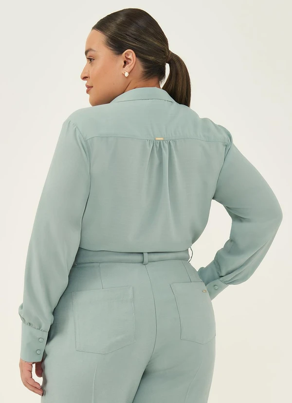 Principessa - Calça Wide Leg em Alfaiataria de Viscose Verde Água Silvana 8