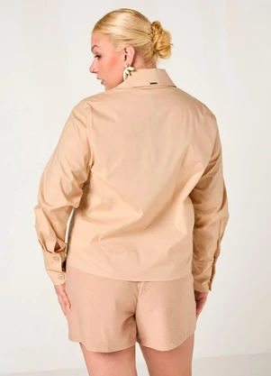 Elegance - Camisa com Aplicação de Termocolante Aveia - ELEGANCE