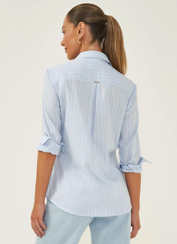 Principessa - Camisa Comfy de Tricoline Listrado Azul Claro Natalie 2