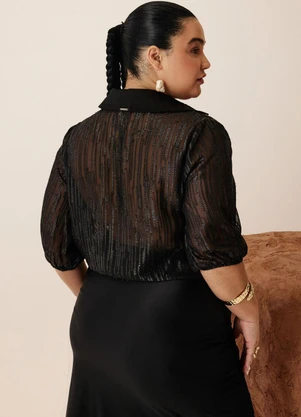 Elegance - Camisa Diamond Transpassada Preto - ELEGANCE