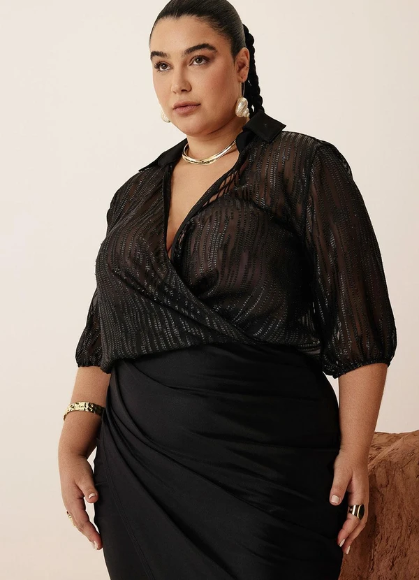 Elegance - Camisa Diamond Transpassada Preto