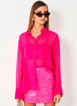 Camisa em Tecido Plano Colcci (Rosa) - COLCCI