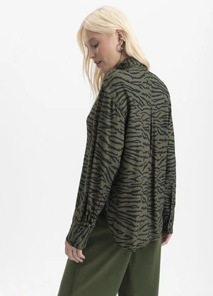 Essendi - Camisa Feminina Animal Print Azul - ESSENDI