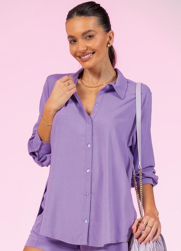 Cativa - Camisa Feminina em Tecido Lilás