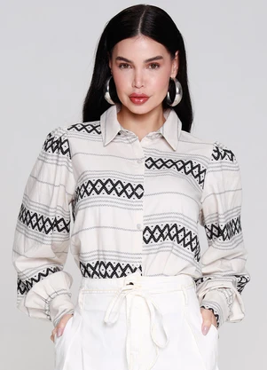 Outlet - Camisa Geometrica Branco - OUTLET
