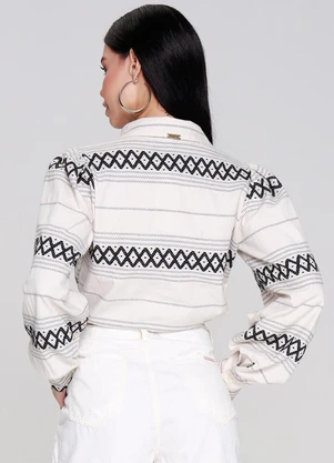 Outlet - Camisa Geometrica Branco - OUTLET