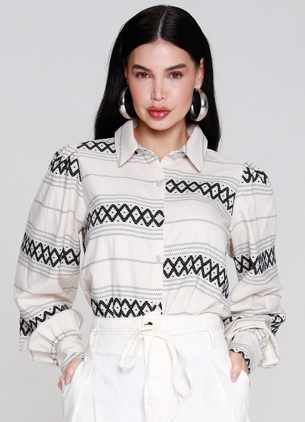 Outlet - Camisa Geometrica Branco
