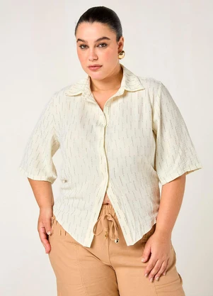 Elegance - Camisa Manga 7/8 com Amarração Costas Macadamia - ELEGANCE
