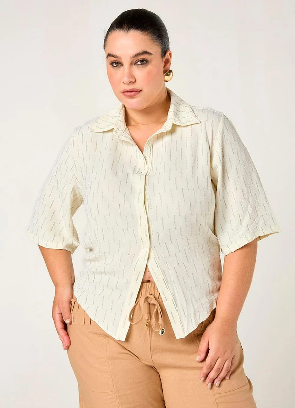 Elegance - Camisa Manga 7/8 com Amarração Costas Macadamia