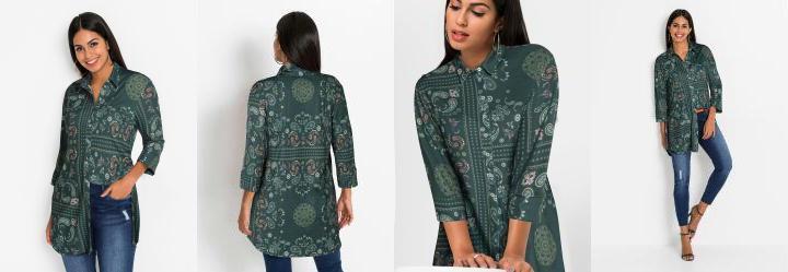 Camisa Manga 7/8 Paisley Verde