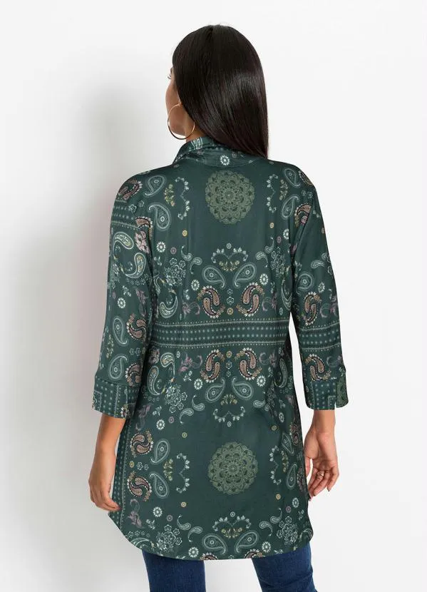 bonprix - Camisa Manga 7/8 Paisley Verde 2