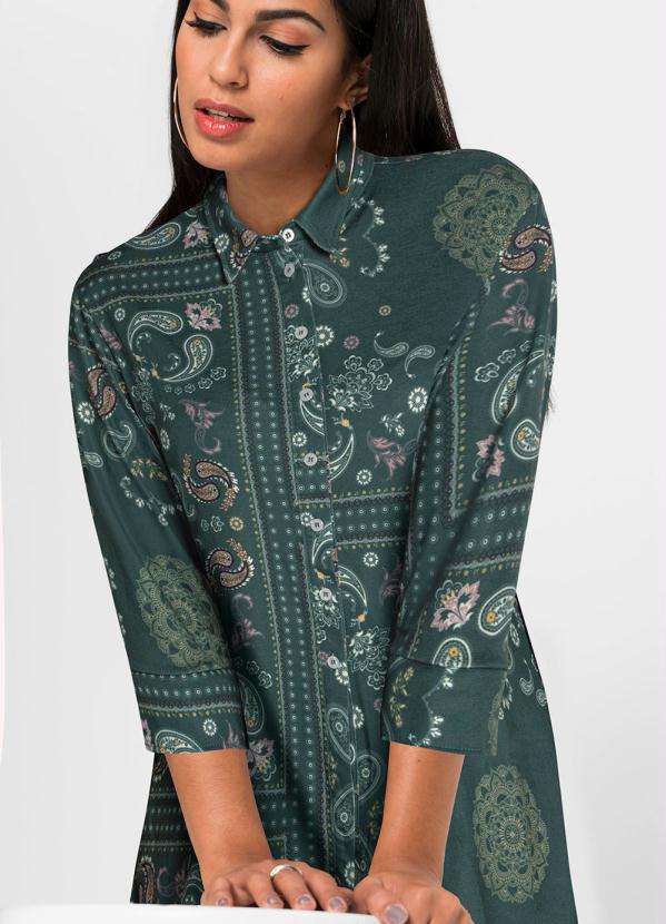 bonprix - Camisa Manga 7/8 Paisley Verde 6
