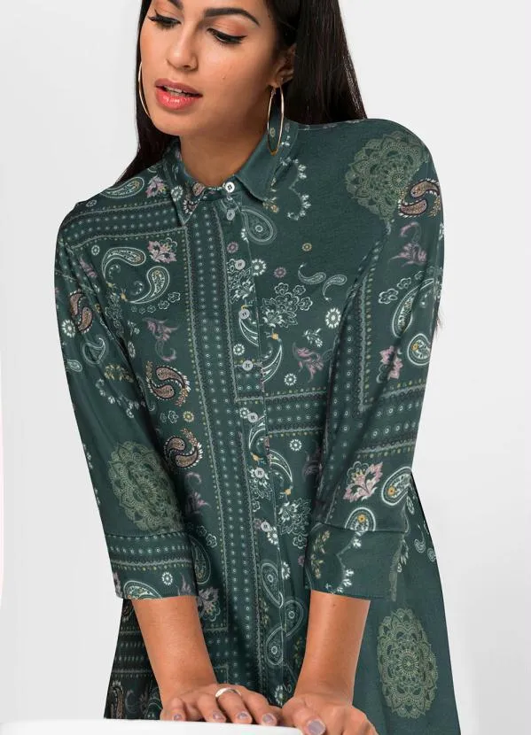 bonprix - Camisa Manga 7/8 Paisley Verde 3
