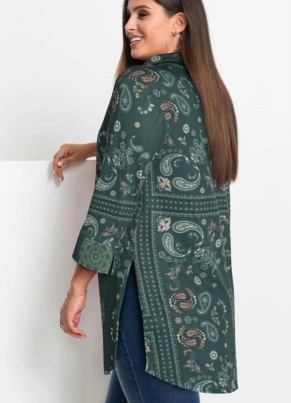 bonprix - Camisa Manga 7/8 Paisley Verde 6