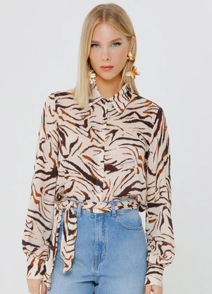 Outlet - Camisa Over Fashion Country Bege - OUTLET