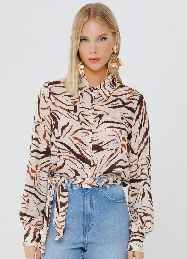 Outlet - Camisa Over Fashion Country Bege