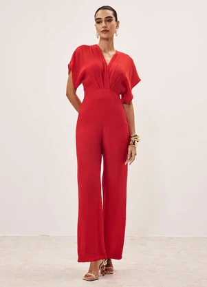 Elegance - Macacão Amplo Wide Leg Vermelho Red Pepper - ELEGANCE