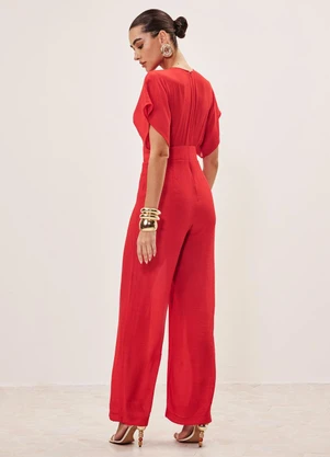 Elegance - Macacão Amplo Wide Leg Vermelho Red Pepper - ELEGANCE