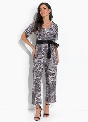 Moda Pop - Macacão Cobra Cinza em Malha - MODA POP