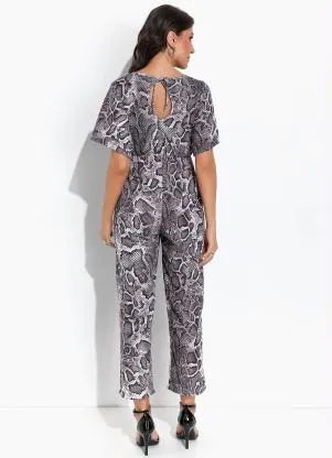 Moda Pop - Macacão Cobra Cinza em Malha - MODA POP