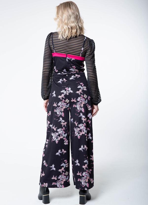 Misiss - Macacão Cropped Helen Borboletas Preto 2