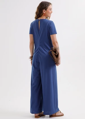 Cativa - Macacão em Piquet com Elastano Azul - CATIVA