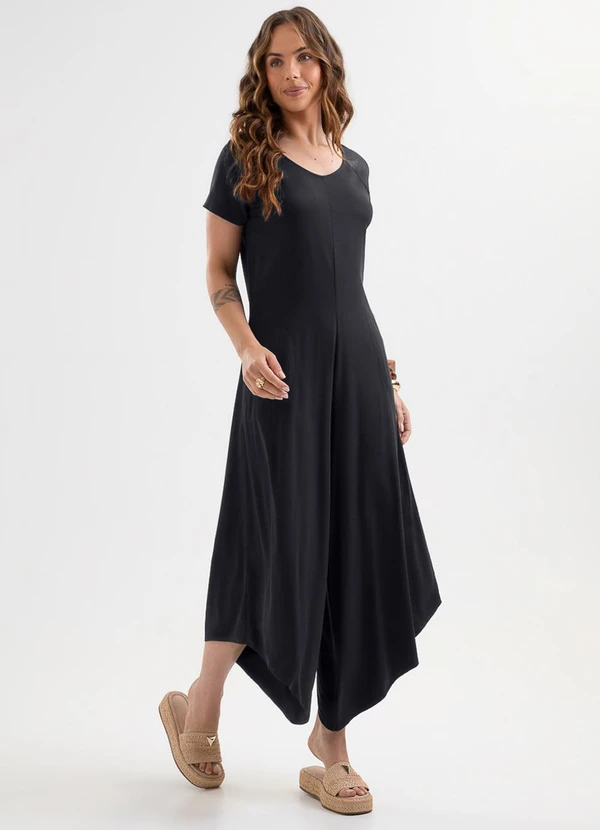 Cativa - Macacão em Viscose com Elastano Preto